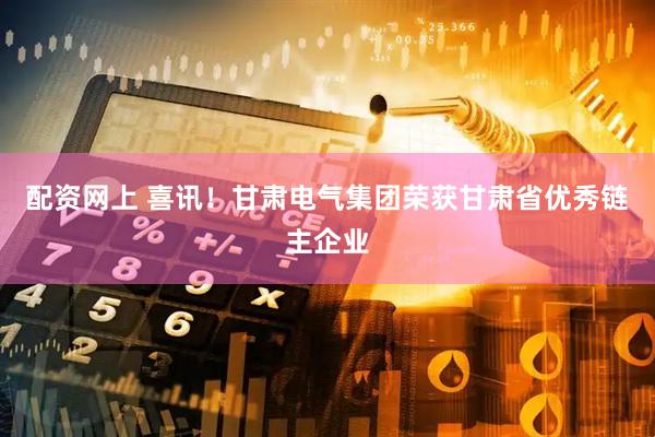 配资网上 喜讯！甘肃电气集团荣获甘肃省优秀链主企业